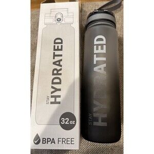 New Sahra Sailor Black/Gray Water Bottle Hydrated 32 oz